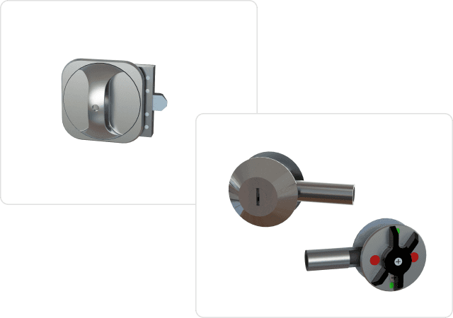 
			Two types of door latching systems designed
			and manufactured by Harper Engineering Co.
		