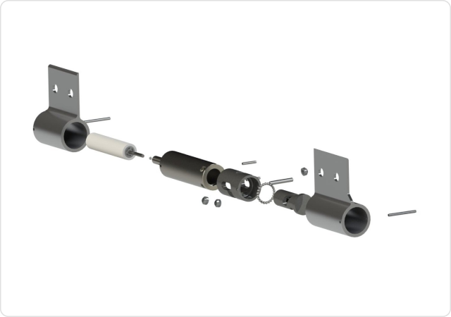 
			Hinge system's assembly designed
			and manufactured by Harper Engineering Co.
		