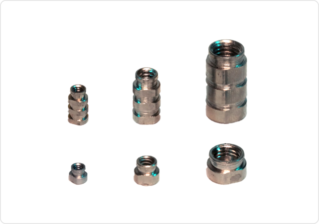 
			Molded-in locking inserts designed
			and manufactured by Harper Engineering Co.
		
